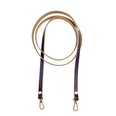 Çanta Aksesuar Gerçek Deri Spagetti Model Mor Renk Light Gold Metal Çanta Sapı