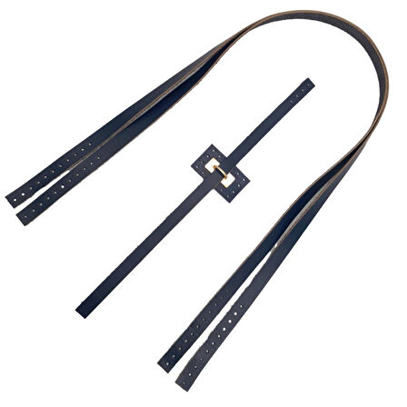 Çanta Aksesuar Gerçek Deri Köprü Kilitli Çanta Seti Lacivert Renk Light Gold Metalli