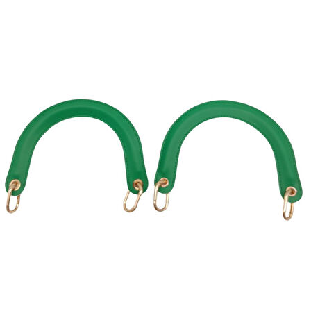 Çanta Aksesuar Yaylı Halkalı Kapsüllü Suni Deri Yeşil Renk Tutma Sapı Light Gold Metalli