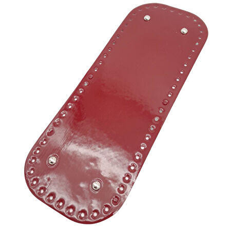 Çanta Aksesuar Parlak Rugan Deri 32x12 cm Dikdörtgen Çanta Tabanı Bordo Renk Gümüş Metalli