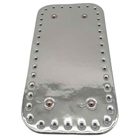 Çanta Aksesuar Parlak Rugan Deri 25x12 cm Dikdörtgen Çanta Tabanı Gri Renk Gümüş Metalli