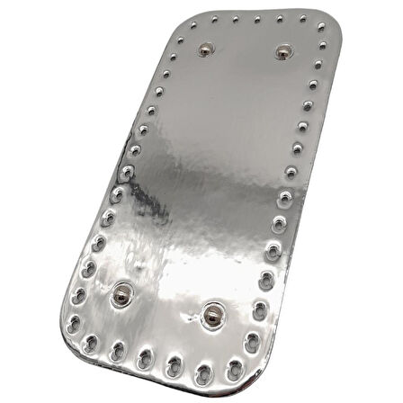 Çanta Aksesuar Parlak Rugan Deri 25x12 cm Dikdörtgen Çanta Tabanı Gri Renk Gümüş Metalli