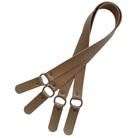 Çanta Aksesuar Haledört Model Suni Deri Çift Sap Vizon Renk Antik Metalli