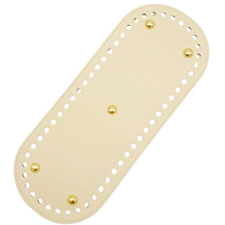 Çanta Aksesuar Suni Deri 30x12 cm Oval Çanta Tabanı Krem Renk Light Gold Aparatlı