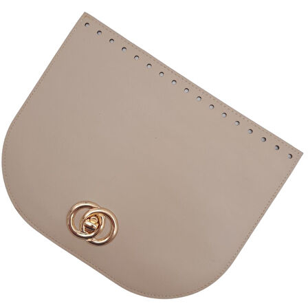 Çanta Aksesuar 24x19 cm Suni Deri Bej Renk Kapak Light Gold Metalli