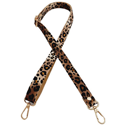 Çanta Aksesuar Suni Deri Ayarlı Çanta Sapı 120x2 cm Leopar Desen Light Gold Metalli