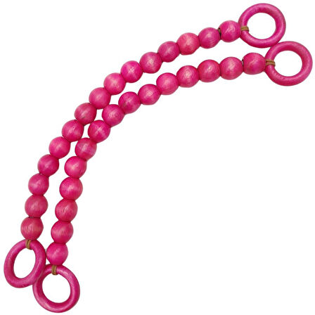 Nusrat Bilişim Çanta Aksesuar 20 mm Ahşap Boncuklu 37 cm Fuşya Renk Çanta Sapı