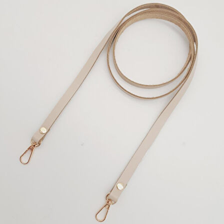 Çanta Aksesuar Gerçek Deri Spagetti Model Bej Renk Light Gold Metal Çanta Sapı