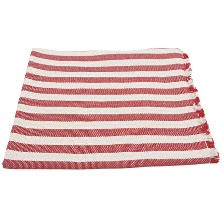 Nusrat Bilişim Çanta Aksesuar Balıksırtı Kırmızı Çizgili Keten Çanta Yapım Kumaşı