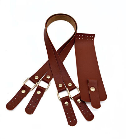 Çanta Aksesuar Suni Deri  Kapaklı  Çanta Seti Taba Light Gold  Metalli