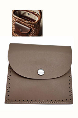 Çanta Aksesuar 14X12.5 cm cm Vizon Renk  Çıtçıtlı Suni Deri Cep