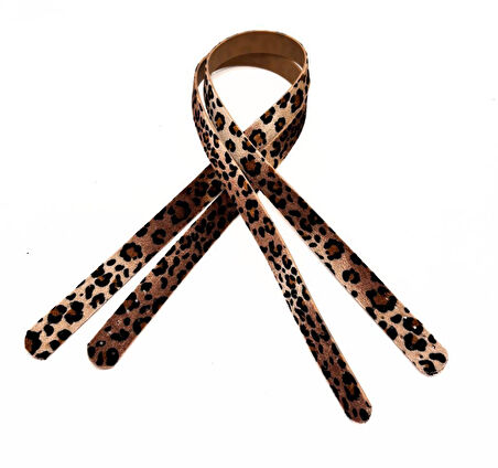 Nusrat Bilişim Çanta Aksesuar 70x2 cm Suni Deri Leopar Renk Çift Çanta Sapı
