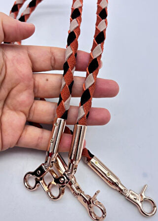 Çanta Aksesuar Renkli  43 cm  Örme Çanta Sapı Light Gold  Metal