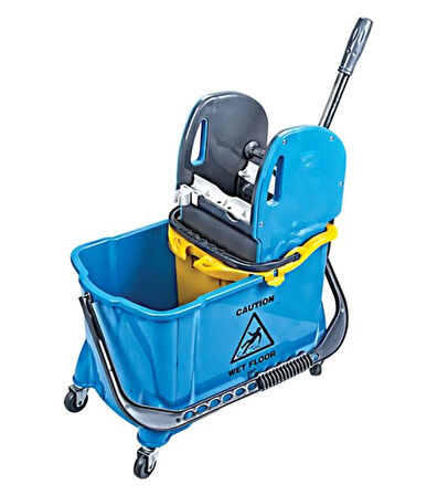 Omnipazar UCTM HTS731 Mimoza Hünerli Tekerlekli Temizlik Seti Plastik Presli  Mavi