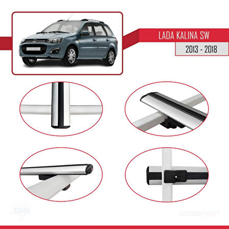 Lada Kalina 2 SW 2013-2018 Arası ile Uyumlu BASIC Model Ara Atkı Tavan Barı Gri 2 Adet