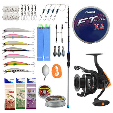 Yek Outdoor Profesyonel Hazır Olta Seti Dam Imax 3.90m 100-250gr Surf Kamışı&Okuma JAW-55 Olta Makinesi
