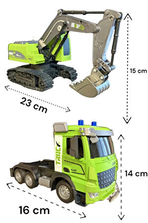 Kumandalı Gerçekçi Işıklı ve Müzikli 1:12 Tır Ekskavatör – Full Fonksiyon İnşaat Aracı