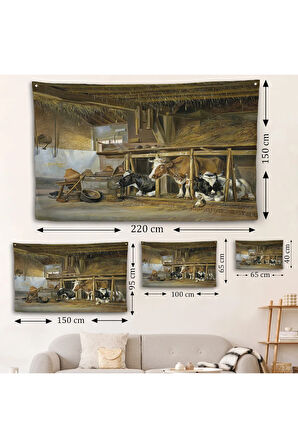 Jan van Ravenswaay - Ahırdaki Hollanda İnekleri Duvar Örtüsü-7064