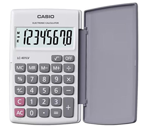 Casio LC-401LV-WE 8 Hane Beyaz Cep Tipi Hesap Makinesi