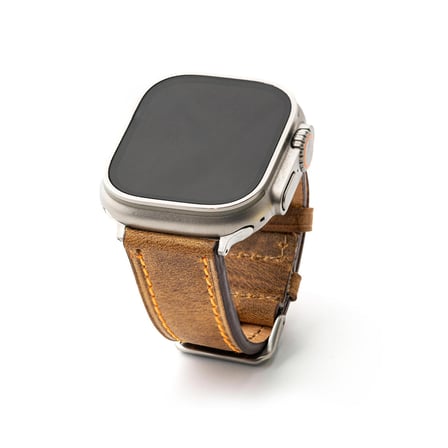  Crayz Taba Turuncu Gerçek Deri Apple Watch Kordon Seri 1-8, SE, Ultra ve Ultra 2 ile uyumlu