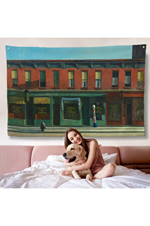 Edward Hopper - Pazar Sabahının Erken Saatleri Duvar Örtüsü - Early Sunday Morning-7069