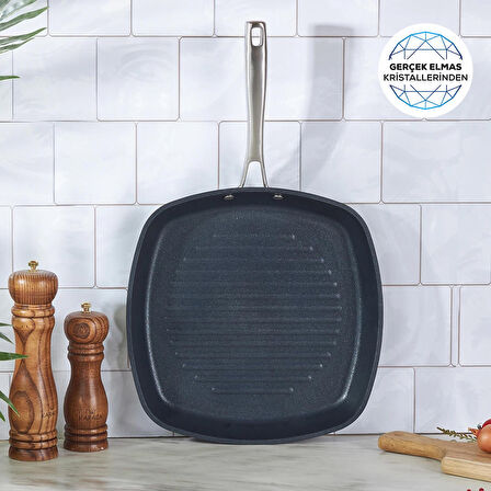 Karaca Biodiamond Pro Indüksiyon Tabanlı Grill Tava 28 Cm 2,3 Lt