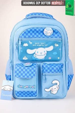 x Dekomus Lisanslı Cinnamoroll Yeni Sezon Blue Cloud Collection Büyük Boy Okul Çantası 