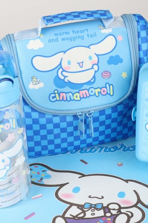 x Dekomus Lisanslı Cinnamoroll Blue Cloud Collection Termoslu Beslenme Çantası,Beslenme Kabı,Matara ve Beslenme Örtüsü Seti