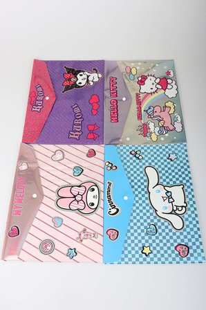 x Dekomus Lisanslı Sanrio Best Friends 4 Adet Çıtçıt Dosya Hello Kitty,My Melody,Kuromi,Cinnamoroll 