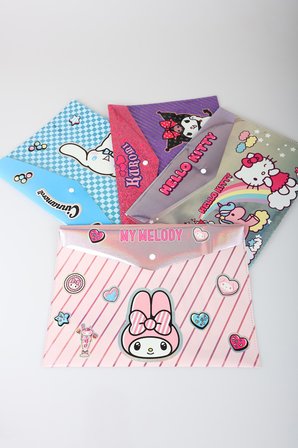 x Dekomus Lisanslı Sanrio Best Friends 4 Adet Çıtçıt Dosya Hello Kitty,My Melody,Kuromi,Cinnamoroll 