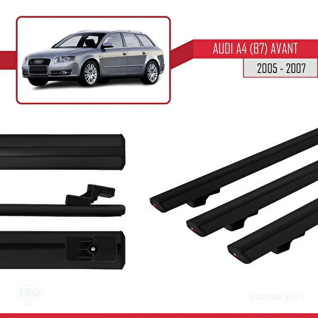 A4 (B7) Avant 2005-2007 Arası ile Uyumlu BASIC Model Ara Atkı Tavan Barı Siyah 3 Adet