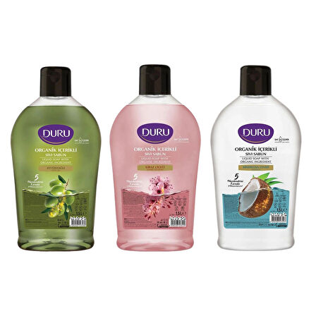 Duru Sıvı Sabun 1500 ml x 3 lü Karma Paket (Zeytinyağı-Hind.Cevizi-Kiraz)