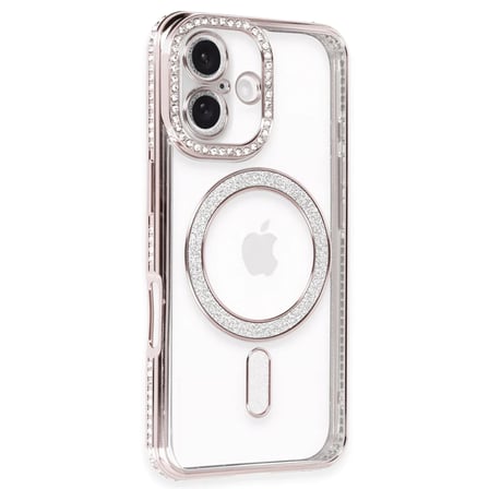 Apple iPhone 16 Plus Kılıf Joke Simli Magneticsafe Kılıf - Pembe