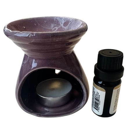 Uretti - Okay 5711 1771 Seramik Konik Buhurdanlık - Tealight ve Yağ Hediyeli - Mor