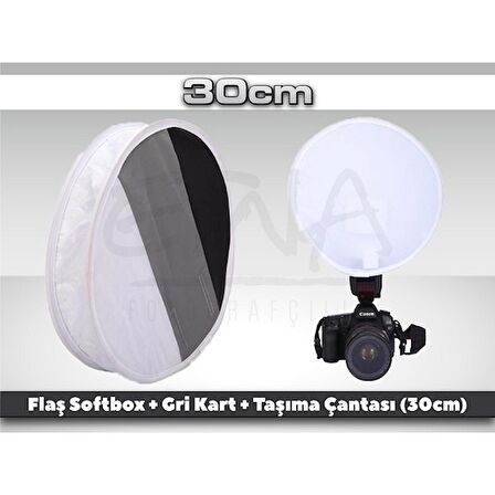 TEWISE Tepe Flaşları Uyumlu Flaş Softbox + Gri Kart (30cm)