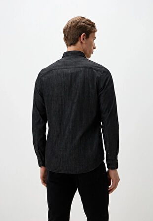 Siyah Erkek Denim Gömlek Slim Fit NCS JEANS 7081