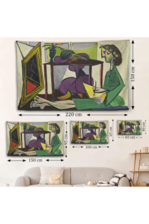 Pablo Picasso - İç mekanda bir kız çizimi Duvar Örtüsü-7081