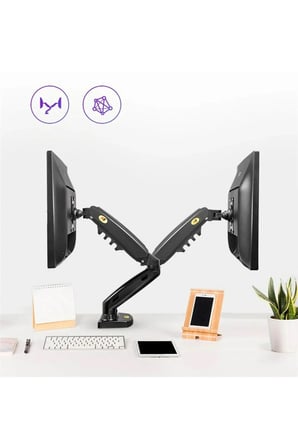 North Bayou NB F160 Gazlı Yaylı Çift Kollu Monitör Tutucu 10"-27"