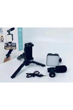 Profesyonel Vlog Seti – Tripod + Mikrofon + LED Işık 🎥 | Youtube / Tiktok / Canlı Yayın / Röportaj 