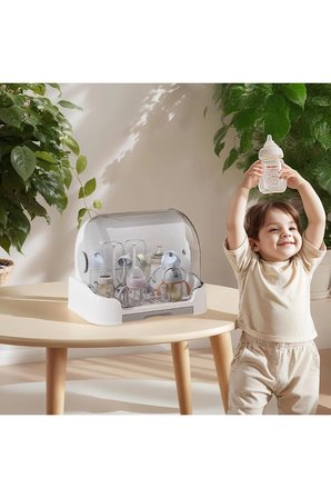🍼Kapaklı Biberon Kurutucu Stand🍼Saklama Kutusu-Toz Geçirmez Anne Bebek Mutfak Düzenleyici