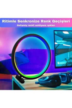 Akıllı Rgb Müzik Ritim Gece LAMBASI🌈25CM LED Halka🌈masa Lambası🌈bluetooth Kumandalı App Kontrollü