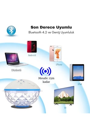 🌊 SU GEÇİRMEZ YÜZEN RGB BLUETOOTH HOPARLÖR BT601💡LED IŞIKLI HAVUZ & DUŞ HOPARLÖRÜ💡🌊
