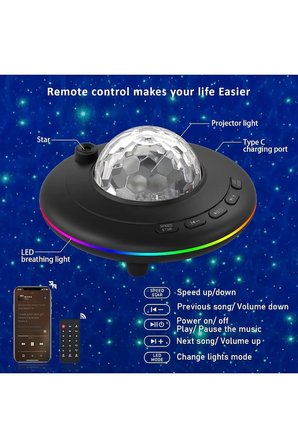 🌌Galaxy Bluetooth Hoparlör Gece Lambası-Müzik Senkron LED Yıldız Projektör-Uzaktan Kumandalı
