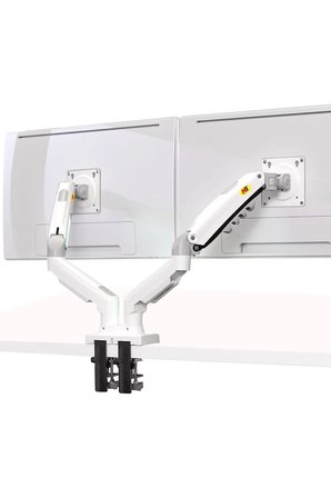 North Bayou F160 Beyaz Gazlı Yaylı Çift Monitör Kol Standı-17”-27” Ekran Uyumlu
