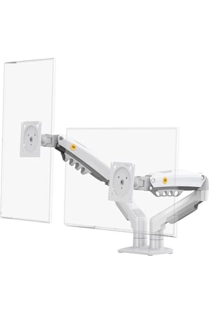 North Bayou F160 Beyaz Gazlı Yaylı Çift Monitör Kol Standı-17”-27” Ekran Uyumlu