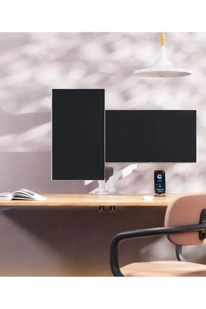 North Bayou F160 Beyaz Gazlı Yaylı Çift Monitör Kol Standı-17”-27” Ekran Uyumlu