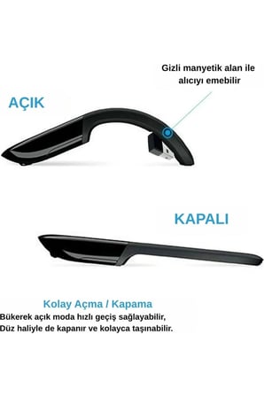 Arc Touch Katlanabilir Mouse-Dokunmatik Kaydırma, Kavisli Esnek Tasarım-Bluetrack Yüksek Hassasiyet,