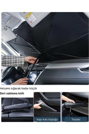 Katlanabilir Araba Ön Cam Güneşlik Şemsiye🌞 Uv Korumalı Isı Engelleyici Universal Oto Gölgelik 🌞🚗
