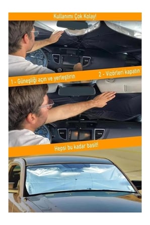 Katlanabilir Araba Ön Cam Güneşlik Şemsiye🌞 Uv Korumalı Isı Engelleyici Universal Oto Gölgelik 🌞🚗