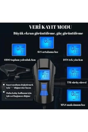 Hız Göstergeli Su Geçirmez Bisiklet Farı Net ve Güvenli Görüş Pratik ve Şarj Edilebilir
